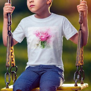Roze Roos Watercolor Kunst op Witte Achtergrond T-shirt