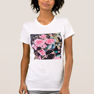 Roze Roos Waterverf Bloemen Bloemenschilderij T-shirt