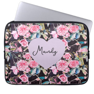 Roze Roos Waterverf Bloemen Bloemenschildering Mei Laptop Sleeve