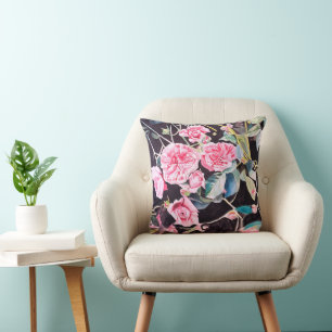 Roze Roos Waterverf Bloemen Bloemschildering Kussen