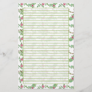 Roze Roos Waterverf bloemen gelijnd Briefpapier