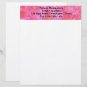 Roze roos waterverf briefhoofd (Voorkant / Achterkant)