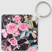 Roze Roos Waterverf Kool Oude Huwelijk Sleutelhanger (Achterkant)