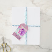 Roze Roos Waterverf Lila Roze Bedankt Cadeaulabel (Met Touw)