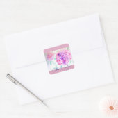 Roze Roos Waterverf Lila Roze Bedankt Vierkante Sticker (Envelop)