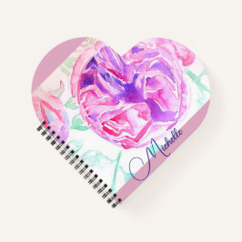 Roze Roos Waterverf Lila Roze Meisjes Notitieboek