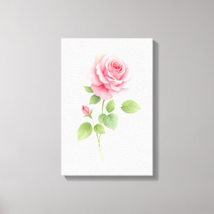 Roze Roos Waterverf Modern Muur Kunst Decoratie Ca