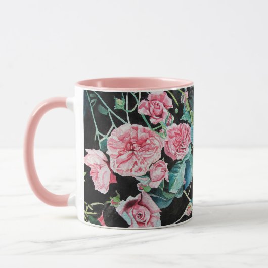 Roze roos waterverf mok (Links)