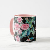 Roze roos waterverf mok (Voorkant links)