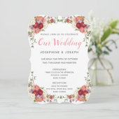 Roze & Roos Waterverf Pioenbloemen Onze bruiloft Kaart (Staand voorkant)