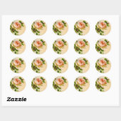 Roze Roos Waterverf schilderij Ronde Sticker (Vel)