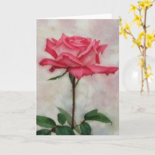  Roze Roos  Waterverf Stijl Kunst Kaart