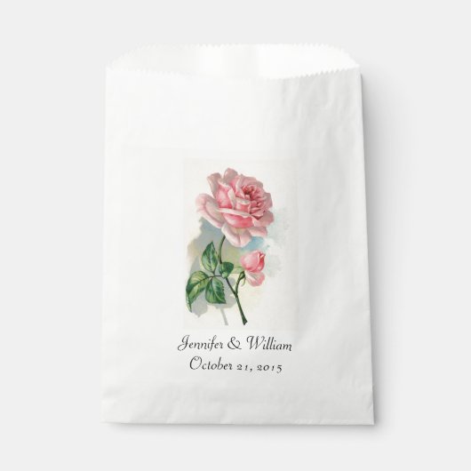 Roze Roos Wedding Favor Bag Bedankzakje (Voorkant)