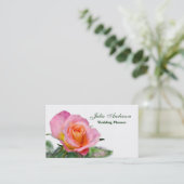 Roze Roos  Wedding Planner Visitekaartje (Staand voorkant)
