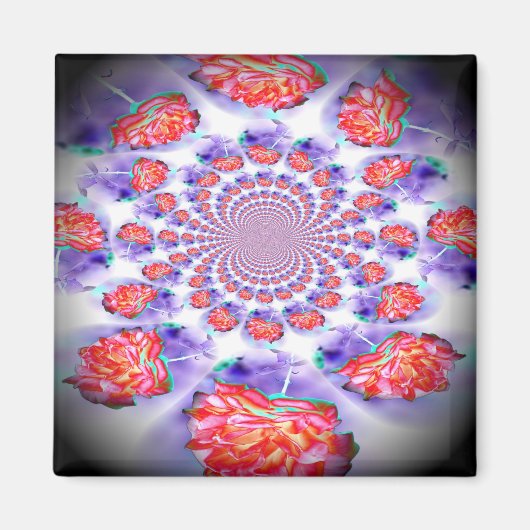 Roze roos wervelend magneet (Voorkant)