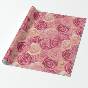 Roze Roos Wervelende Glitter Naadloos Patroon Cadeaupapier