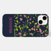 ROZE ROOS WIJNRANK NAVYBLAUW GEPERSONALISEERD Case-Mate iPhone CASE (Achterkant (horizontaal))