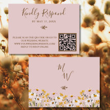 Roze Roos Wilde Bloem QR Code Trouw RSVP Reactie