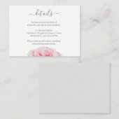Roze Roos Wit Grijs Bloemen Bruiloft Hotel Detail Informatiekaartje (Voorkant / Achterkant)