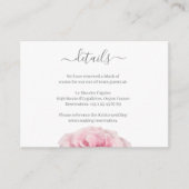 Roze Roos Wit Grijs Bloemen Bruiloft Hotel Detail Informatiekaartje (Voorkant)