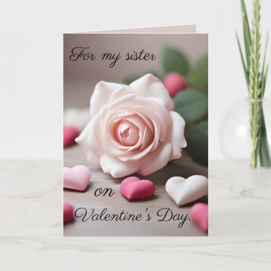 Roze Roos Zuster Valentijnsdag Kaart (Voorkant)