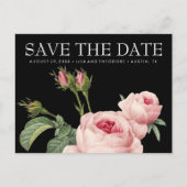 Roze  roos zwart BRUILOFT de datum opslaan Aankondigingskaart (Voorkant)