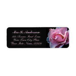 Roze Roos Zwarte Foto Persoonlijke Briefpapier Naa Etiket