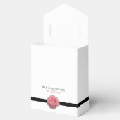 Roze Roos Zwarte Lint Bruiloft Bedankdoosjes (Geopend)