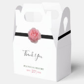 Roze Roos Zwarte Lint Trouw Bedankdoosjes (Geopend)