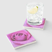 Roze Roosblaadjes Bloem Kunst Coaster Stenen Onderzetter (Zijkant)
