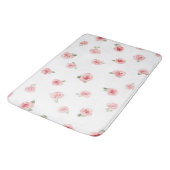 Roze Roosknop Aquarel Bloemig Vintage Roos Wit Badmat (Gekanteld)
