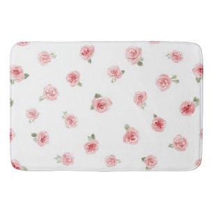 Roze Roosknop Aquarel Bloemig Vintage Roos Wit Badmat