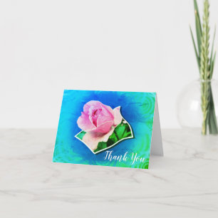 Roze Roosknop Bloem Kunst Bedankkaart
