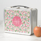 Roze Roosknop Bloem Metalen Lunchbox (In situ)