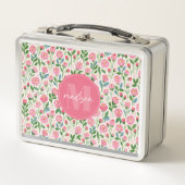 Roze Roosknop Bloem Metalen Lunchbox (Voorkant)