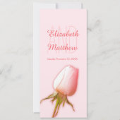 Roze roosknop bruiloftsreceptie dinermenu kaart (Voorkant)