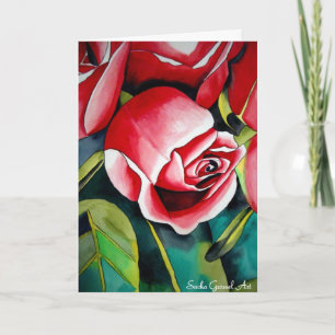 Roze roosknop Moederdag kaart met gedicht
