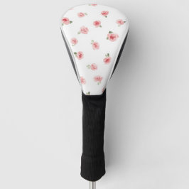 Roze Roosknop Waterverf Bloemig Vintage Roos Wit Golfheadcover