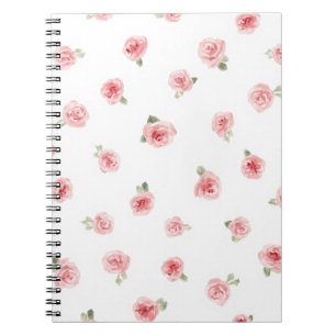 Roze Roosknop Waterverf Bloemig Vintage Roos Wit Notitieboek