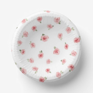 Roze Roosknop Waterverf Bloemig Vintage Roos Wit Papieren Kommen