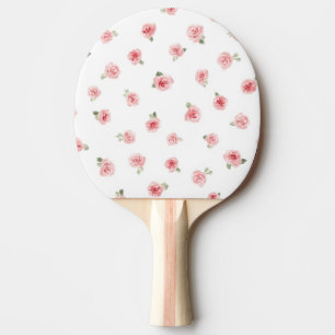 Roze Roosknop Waterverf Bloemig Vintage Roos Wit Tafeltennisbatje