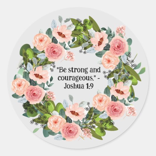 Roze Rooskrans: Quote voor Trouwe Reflectie Ronde Sticker (Voorkant)