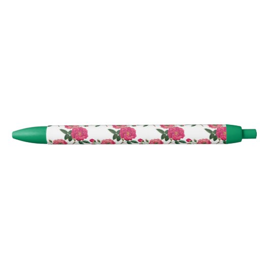 Roze roosprint zwarte inkt pen (Voorkant)