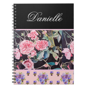 Roze Roosrozen Aquarel Vintage Aanpasbaar Notitieboek