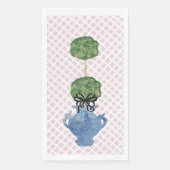 Roze Rooster Topiary Gemberpot  Servet (Voorkant)