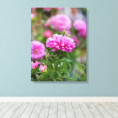 Roze roosters bloemen canvas afdruk (Insitu (Houten vloer))