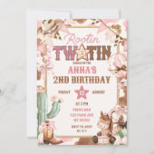 Roze Rootin Two-Tin Tweede Verjaardag Kaart (Voorkant)