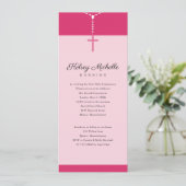 Roze Rosary Beads First CommunityCross Kaart (Staand voorkant)