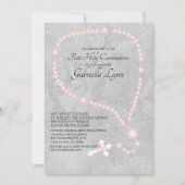 Roze Rosary Beads First Heilige Communie Kaart (Voorkant)