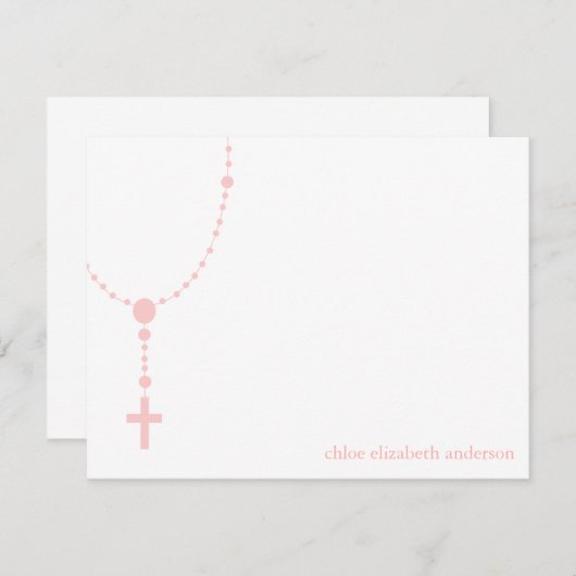 Roze Rosary Custom Baptisme Bedankt voor je opmerk (Voorkant / Achterkant)